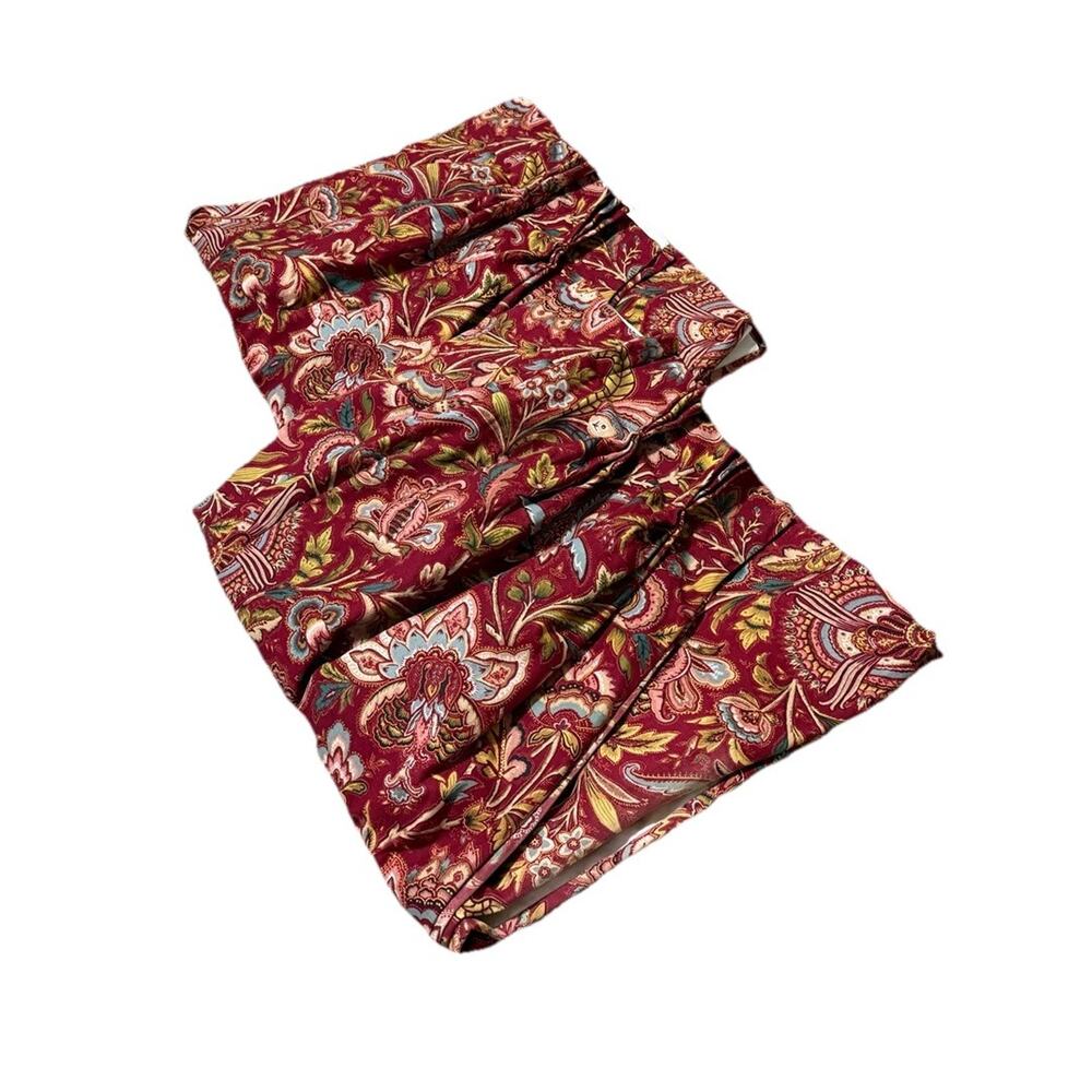 Pair Vintage Waverly Palampore Curtains Custom Made 2 Red Pinch Pleat Jacobean